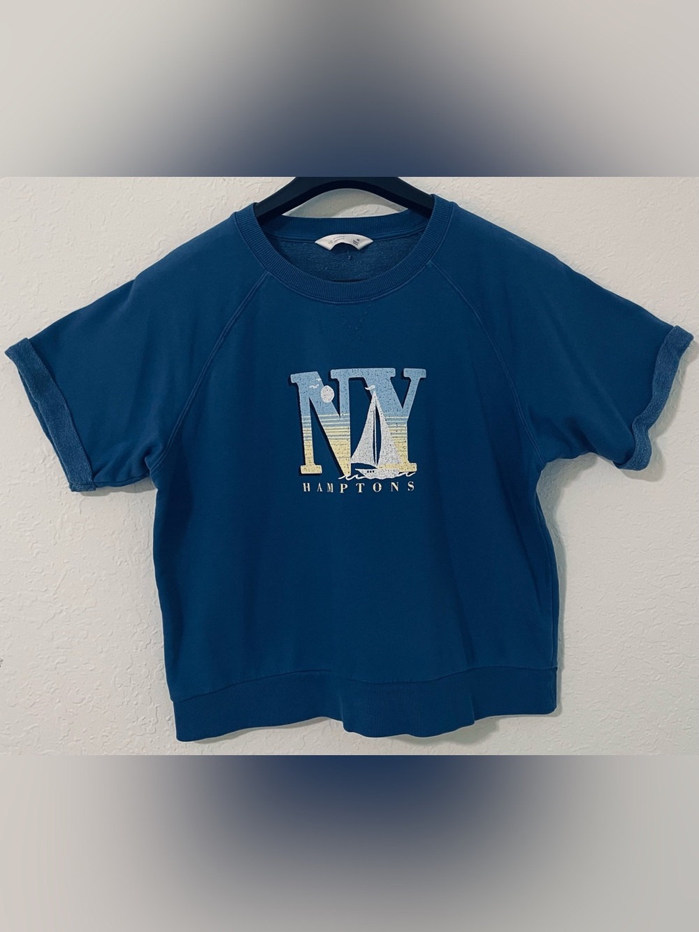 LC Lauren Conrad Navy Hamptons Graphic Short-Sleeve Sweatshirt